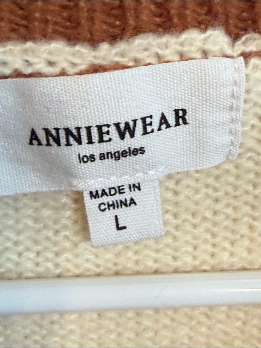 Annie Wear Color-block Crewneck Sweater - Rust, Cream & Black L - Picture 2 of 9